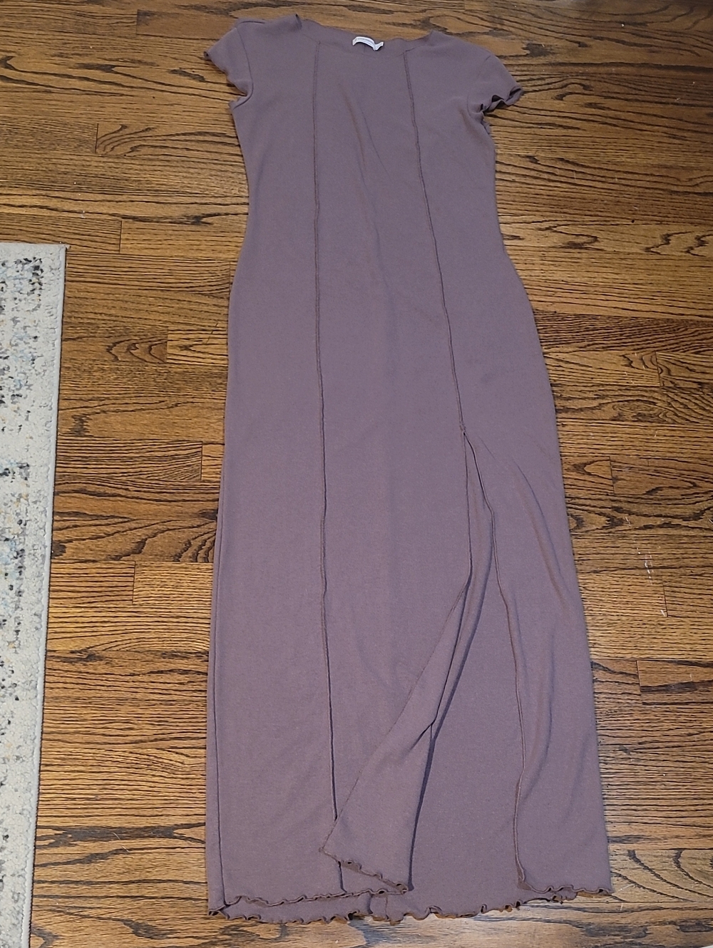 stradivarius Mauve Short-Sleeve Maxi Dress